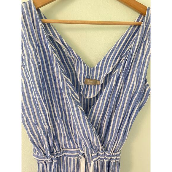 Beatriz Camacho Womens Jumpsuit Size 8 Blue Striped Linen Wide Leg Lagenlook - Picture 3 of 9